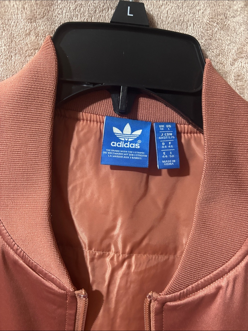 adidas Satin Bomber Jacket in Rose - Picture 6 of 12